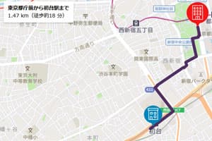 2地点間のルート地図